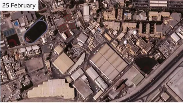 Citra satelit pangkalan Angkatan Laut AS di Bahrain, 25 Februari.