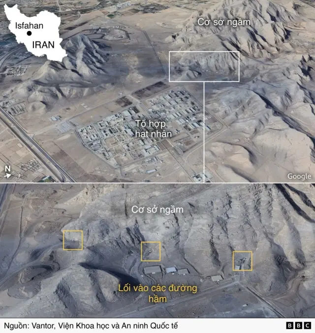Đồ hoạ cơ sở ngầm hạt nhân Iran