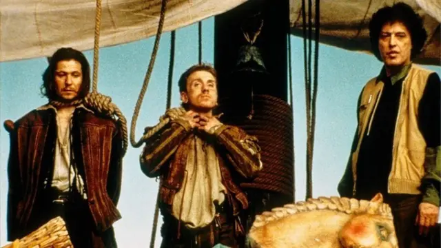 Стоппард (праворуч) зняв екранізацію своєї п'єси "Розенкранц і Гільденстерн мертві" із Тімом Ротом та Гарі Олдманом у головних ролях