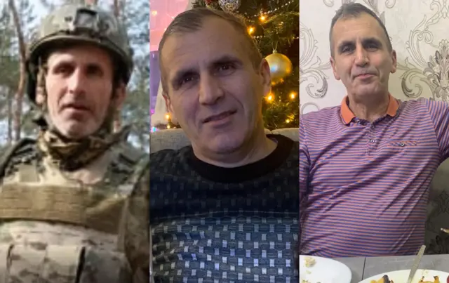 На коллаже из трех фотографий Эльшан Сулейманов изображен слева в военной экипировке - в бронежилете и каске, в центре в джемпере и справа - в летней рубашке за обеденным столом.