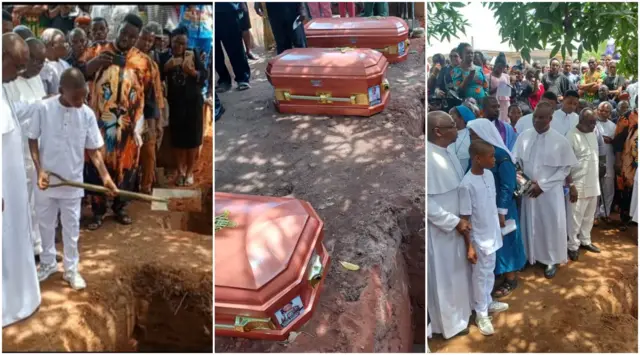 Ndị ndu ụlọụka St Michael Katọlik dị n'Umueze Uga, nke gụnyere ụkọchukwu na ndị sista haziri olile ụmụaka ndị a.