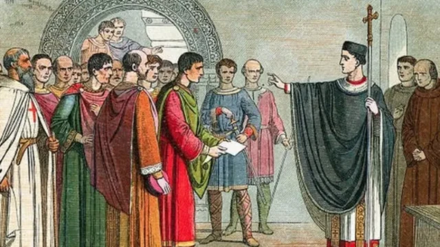 Thomas Becket shi ne babban limamin cocin Ingila (Archbishop of Canterbury)
wanda ya samu sabani da Sarki Henry II, kuma wasu fadawan sarkin hudu ne suka kashe shi a cocin ranar 29, ga watan Disamban 1170