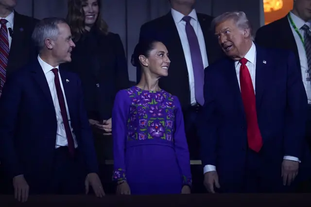 Mark Carney, Claudia Sheinbaum y Donald Trump