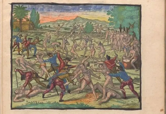 Théodore de Bry (1595). Récits de voyage en Amérique latine. Brown Digital Repository. Bibliothèque de l'université Brown