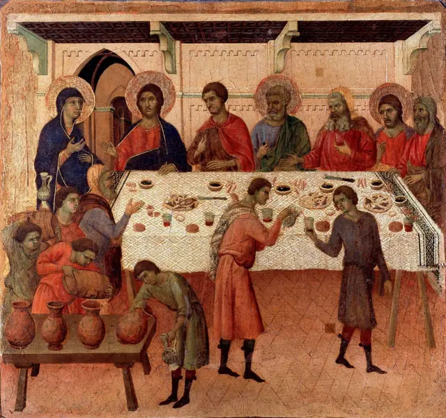 Cuadro del pintor italiano  Duccio di Buoninsegna que reproduce las bodas de Caná.