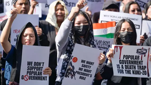 দিল্লির যন্তরমন্তরে কুকি সংগঠনের বিক্ষোভ