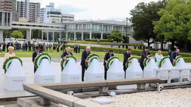 رهبران گروه ۷ به قربانیان بمباران اتمی هیروشیما در جنگ دوم جهانی ادای احترام کردند