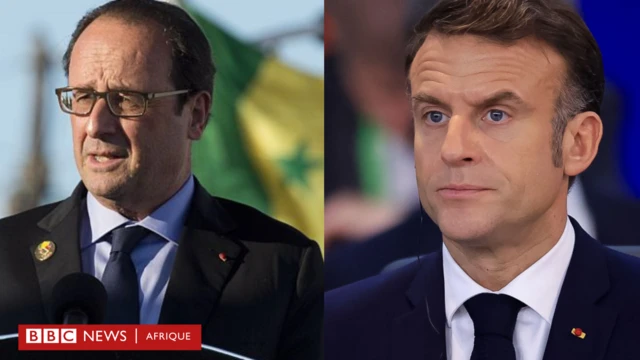 Les présidents François Hollande (G) et Emmanuel Macron (D) ont reconnu qu'il y a eu un massacre à Thiaroye, le 1er décembre 1944.