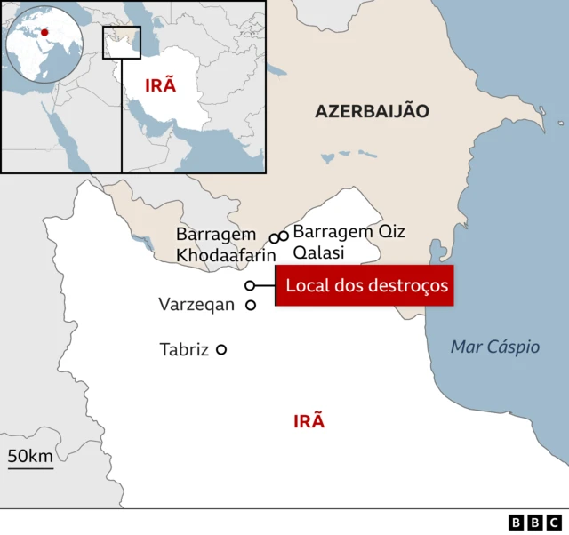 Mapa mostrando local do acidente