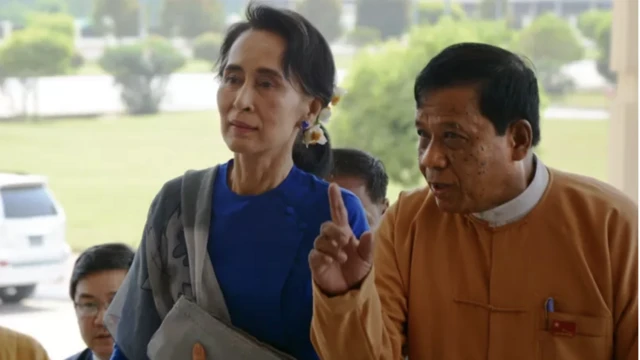 Aung San Suu Kyi and Dr Zaw Myint Maung