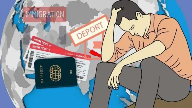 देशनिकालामा परेर निराश मुद्रामा बसेका एक व्यक्तिको प्रतीकात्मक चित्राङ्क