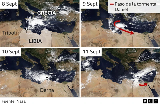 Mapa de la tormenta Daniel