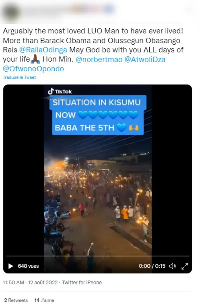 Capture d'écran d'un Tweet au Kenya