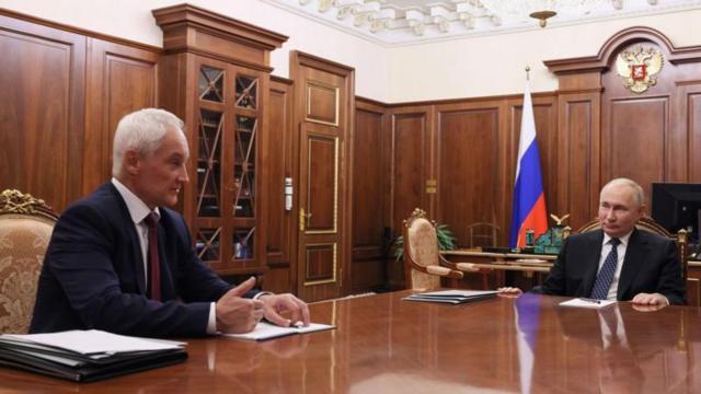 Андрій Бєлоусов на зустрічі з Володимиром Путіним у Кремлі у липні 2023 року