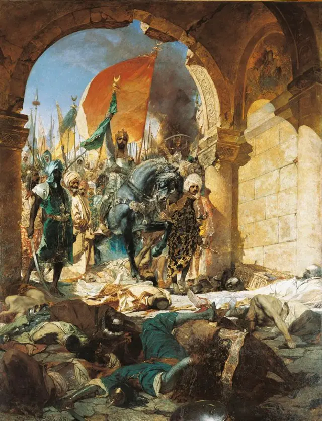 Benjamin Constant'ın 1876'da yaptığı "2. Mehmet'in Konstantinopolis'e girişi" adlı tablosu 