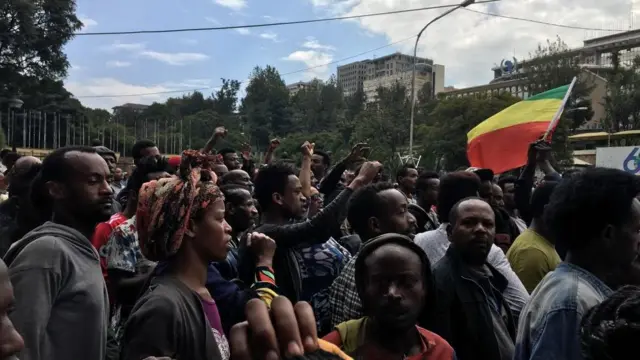 ሰልፈኛታት ኣብ ከተማ ኣዲስ ኣበባ