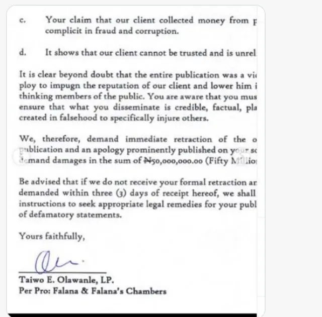 Iwe ẹjọ ti Agbẹjọro fun Macaroni kọ si Lẹgẹ Miami 