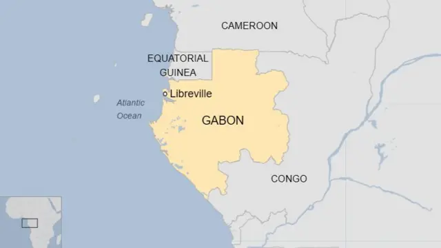 가봉 위치를 표시한 지도