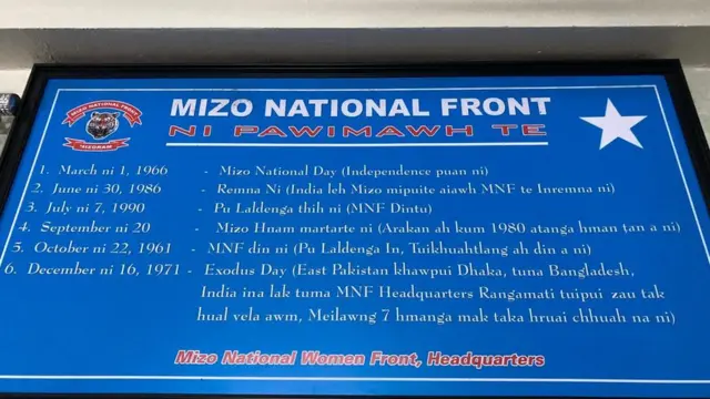 মিজো ন্যাশনাল ফ্রন্টের সদর দপ্তরে ১৬ ডিসেম্বরের মাহাত্ম্য ব্যাখ্যা করে নোটিশ