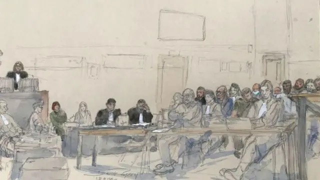 न्यायालयीन सुनावणीचं स्केच