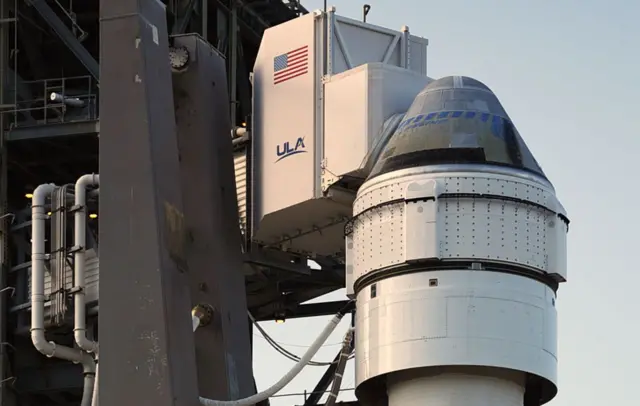 La nave Starliner, antes de despegar en su primer vuelo espacial tripulado. 