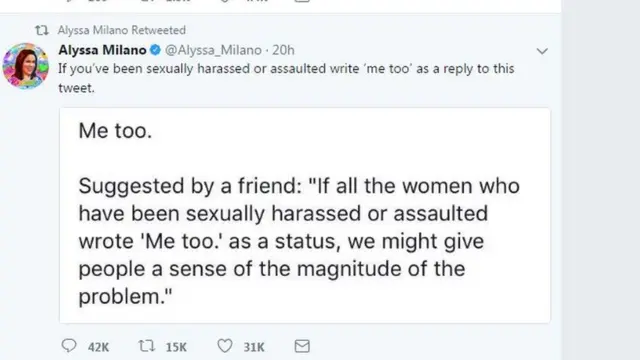 अलिसा मिलानो यांचे ट्वीट