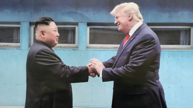 Kim Jong Un and Donald Trump shake hands on 30 June 2019