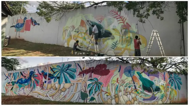 Muro recebe intervenção artísticaestrela do bethospital psiquiátrico