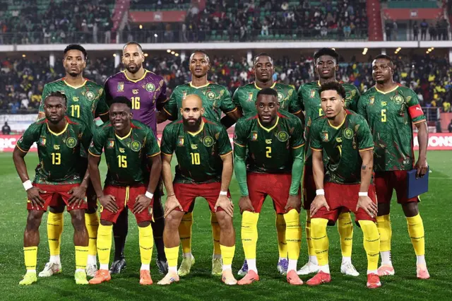 Equipe du Cameroun contre le Gabon, lors de la première journée du Groupe F, à Marakech. 