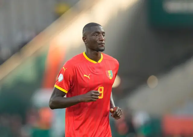Serhou Guirassy avec le maillot de la Guinée à la CAN 2023 en Cote d'Ivoire.