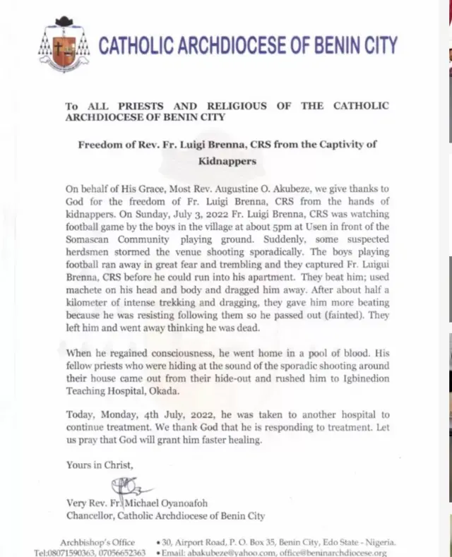 CATHOLIC ARCHDIOCESE OF BENIN CITY