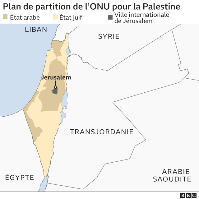 Carte 2 : Plan de l'ONU pour la partition de la Palestine