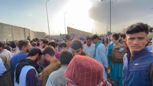 The scene at Kabul airport in August 2021
