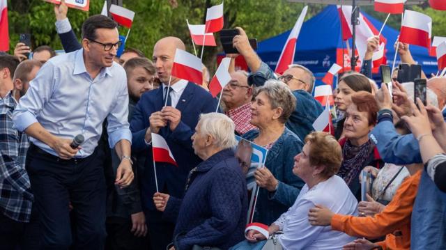 Le président polonais Andrzej Duda s'exprime lors d'un rassemblement