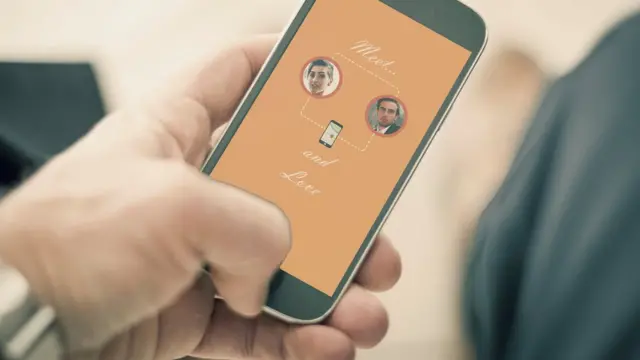 Man using Dating Application on smart phone