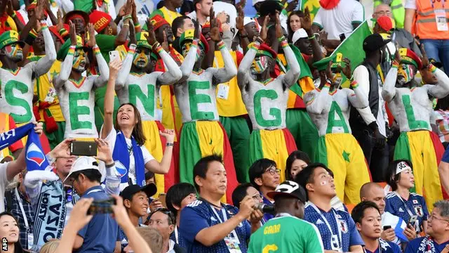 Senegal fans during their teams World Cup match with Japan