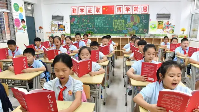 Chinese school kids in class