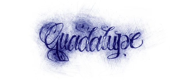 Ilustración del tatuaje que dice Guadalupe