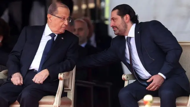 رئيس الجمهورية اللبنانية ميشال عون ورئيس الوزراء سعد الحريري