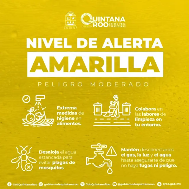 Cartel de alerta amarilla en Quintana Roo