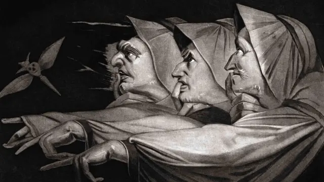 ဝီလီယမ်ရှိတ်စပီးယားရဲ့ Macbeth ရဲ့ Scene Scene I မှာပါတဲ့ စုန်းမ ၃ ကောင်ကို ၁၉ ရာစုတုန်းက ဆွစ်ဇာလန်ပန်းချီဆရာ ဟင်နရီ ဖရုစ်လီ ရုပ်ပြပန်းချီရေးဆွဲပြီး ပုံနှိပ်ထုတ်ဝေခဲ့တဲ့လက်ရာ