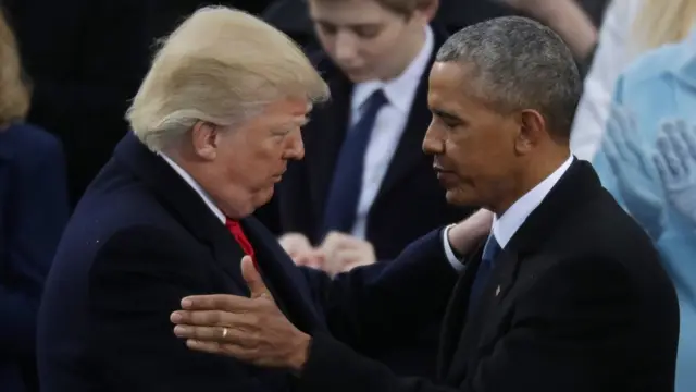 Дональд Трамп и Барак Обама на инаугурации