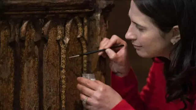 Conservation expert Krista Blessley is restoring the "extremely fragile" Coronation Chair ahead of the ceremony