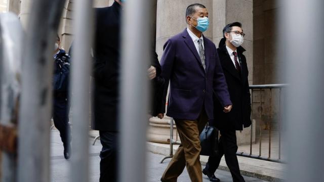 Media mogul Jimmy Lai, founder of Apple Daily, arrives the Court of Final Appeal, for hearing an appeal by the Department of Justice against the bail decision of Jimmy, in Hong Kong, China December 31, 2020