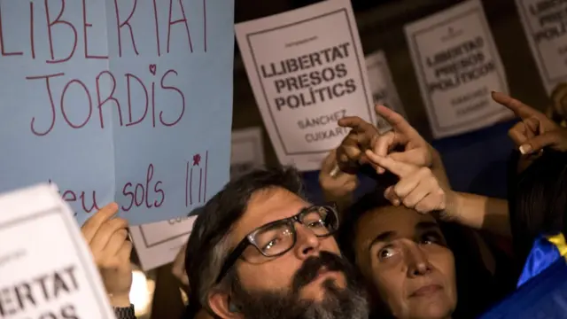 Protesta contra el arresto de Sánchez y Cuixart