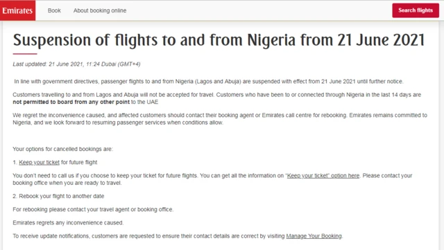 Emirates flights to Nigeria [Is Emirates still flying to Nigeria?]: Emirates airline dey suspend dia flights between Nigeria and Dubai from Monday 13 December 2021.