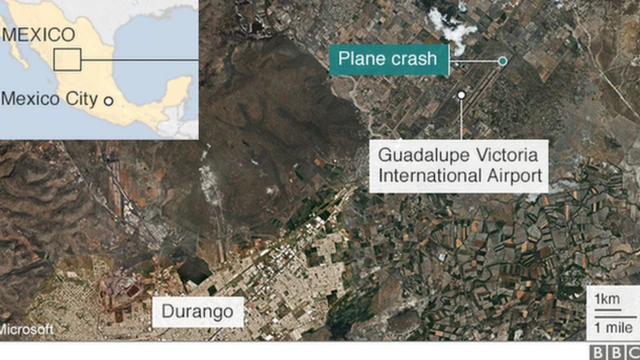 Map of di area wey plane crash
