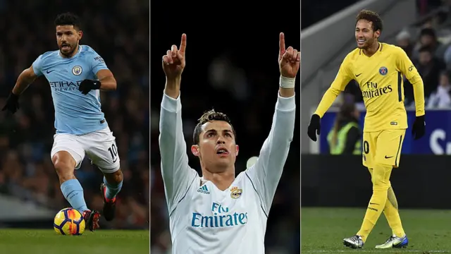 Agüero, Ronaldo y Neymar