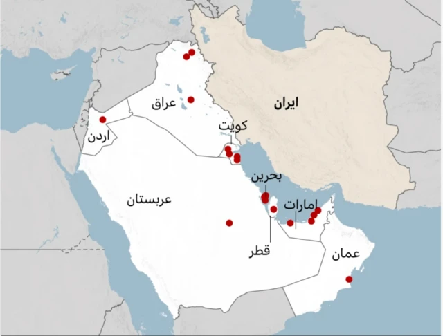 د ایران بریدونو کې په نښه شوي سیمې