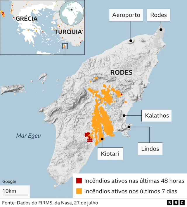 Mapa mostra evolução dos focosjogos infantis on lineincêndiojogos infantis on lineRodes